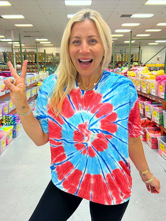 Red, White & Swirl Tie-Dye Tee